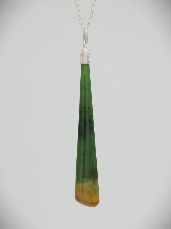 Moko Pounamu Kuru NZ Genuine Kahurangi Flower Greenstone and Sterling Silver - Rapaki