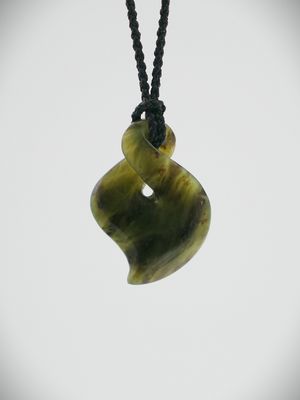 Moko Pounamu Double Pikorua NZ Genuine Totoweka Greenstone - Te Waihora