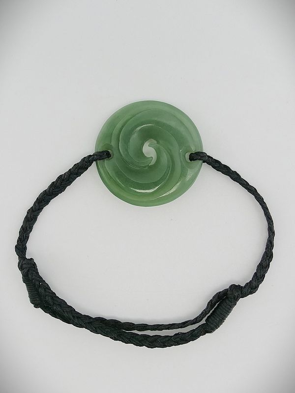 Moko Pounamu Adjustable Bracelet NZ Genuine Inanga Greenstone - Rakahuri