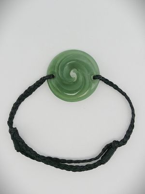 Moko Pounamu Adjustable Bracelet NZ Genuine Inanga Greenstone - Rakahuri