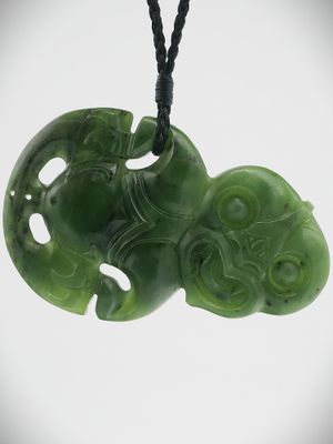 Moko Pounamu Hei Tiki Genuine NZ Kahurangi Greenstone  - Tiritiri