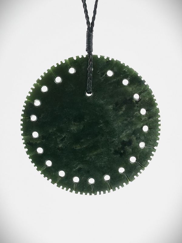 Moko Pounamu  Notched Porohita (Disc) NZ Genuine Kawakawa Greenstone - Omapere