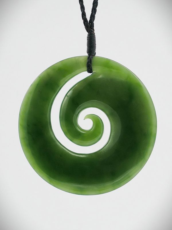 Moko Pounamu Koru NZ Genuine Kahurangi Greenstone - Te Hurunui