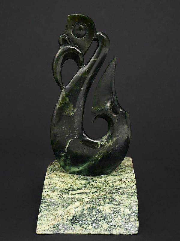 Moko Pounamu Manaia NZ Genuine Kawakawa & Kokopu Greenstone  - Mahara