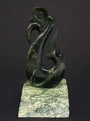 Moko Pounamu Manaia NZ Genuine Kawakawa & Kokopu Greenstone  - Mahara