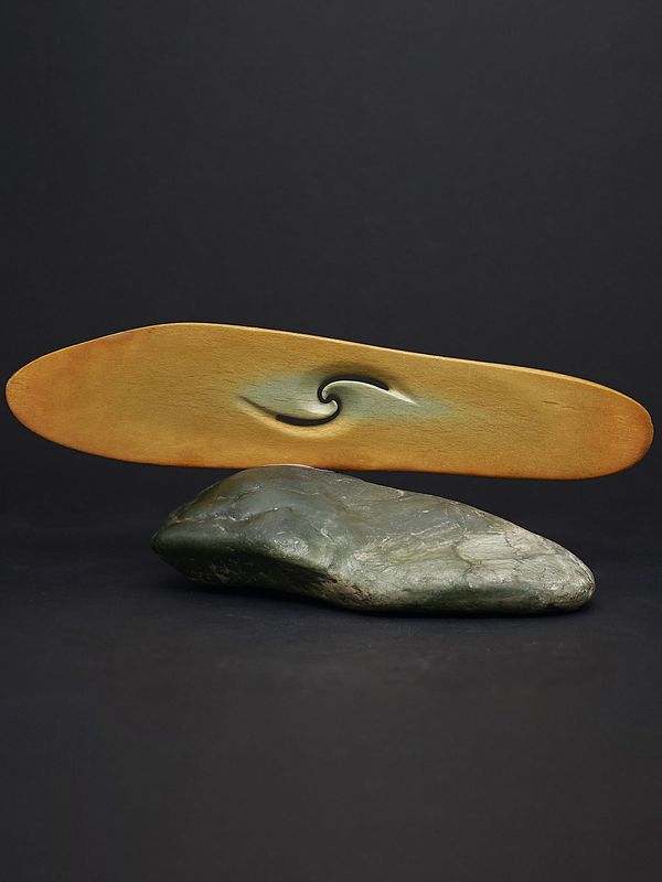 Moko Pounamu Koru Sculpture NZ Genuine Raukaraka & Inanga Greenstone - Waipara