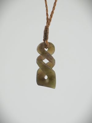 Moko Pounamu Double Pikorua (Twist) NZ Genuine Totoweka Greenstone - Hikurangi