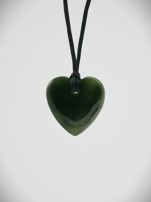 Moko Pounamu Heart NZ Genuine Kawakawa Greenstone - Cardrona