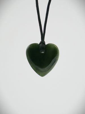 Moko Pounamu Heart NZ Genuine Kawakawa Greenstone - Cardrona