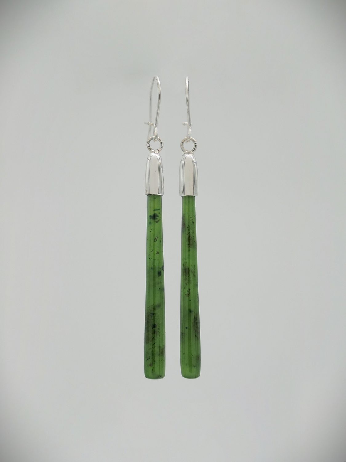 Moko Pounamu NZ Kahurangi Greenstone & Sterling Silver Earrings