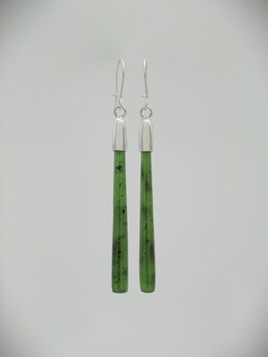 Moko Pounamu NZ Kahurangi Greenstone & Sterling Silver Earrings 13294