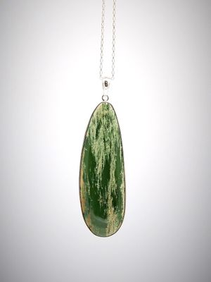 Moko Pounamu Kahurangi Flower Greenstone and Sterling Silver Pendant 04254