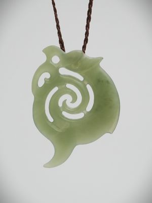Moko Pounamu Koropepe NZ Genuine Inanga Greenstone - Waikari
