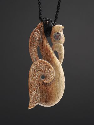 Moko Pounamu Manaia Genuine Whale Bone Carving - Kahutara