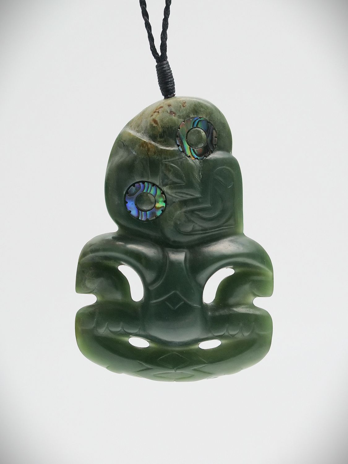 Moko Pounamu Hei Tiki NZ Genuine Marsden Flower Greenstone  - Kaikoura