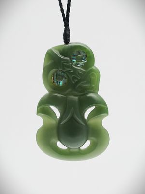 Moko Pounamu Hei Tiki NZ Genuine Inanga Greenstone - Maruia