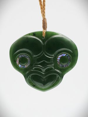 Moko Pounamu Koruru NZ Genuine Kawakawa  Greenstone - Awatere