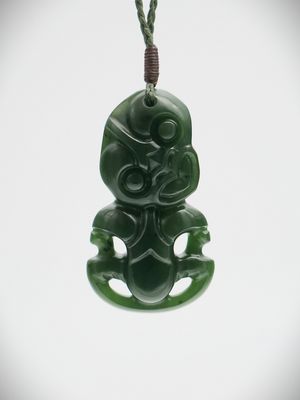 Moko Pounamu Hei Tiki NZ Genuine Kawakawa Greenstone - Tekoa