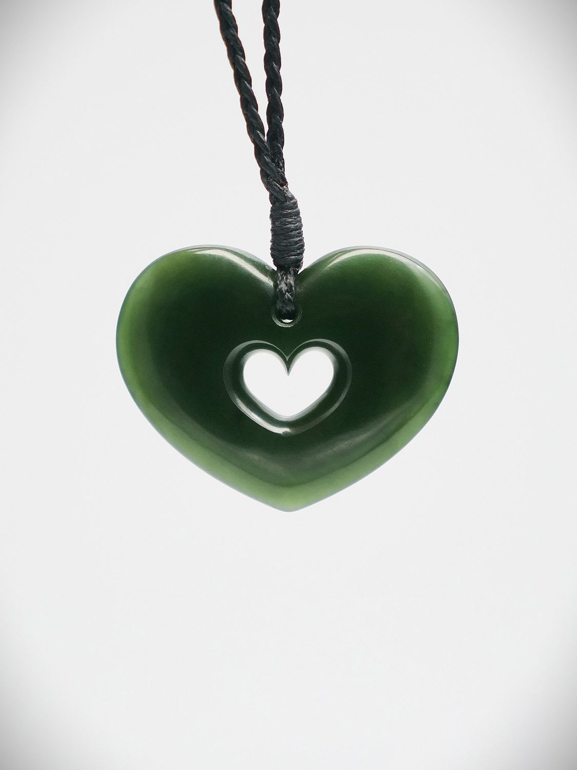 Moko Pounamu Heart NZ Genuine Kawakawa Greenstone - Te Pokohiwi