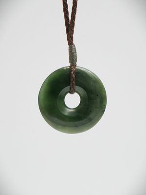Moko Pounamu Porohita (Disc) NZ Genuine Kawakawa Flower Greenstone - Kaiteriteri