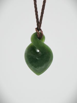 Moko Pounamu Single Pikorua (Twist) NZ Genuine Marsden Flower Greenstone - Ka Pukehore