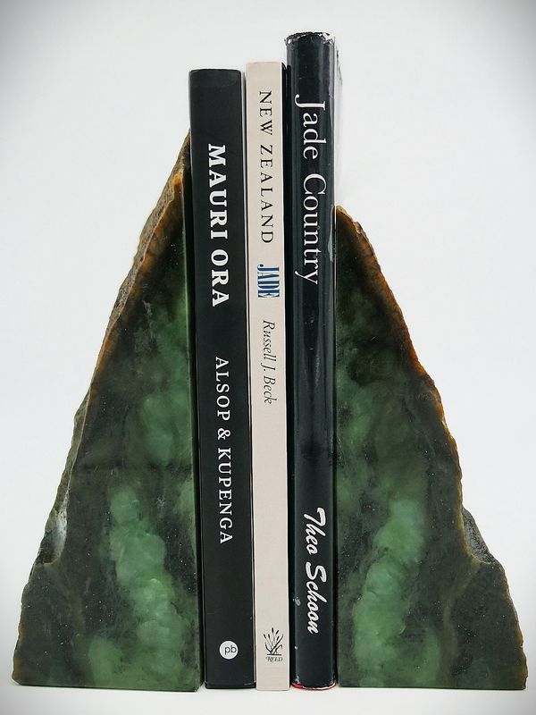 Moko Pounamu Book Ends Sculpture NZ Genuine Totoweka Pounamu - Paringa