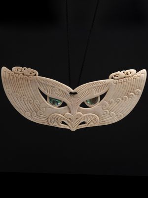 Moko Pounamu Whale Tail Genuine Whale Bone Carving - Paekakariki