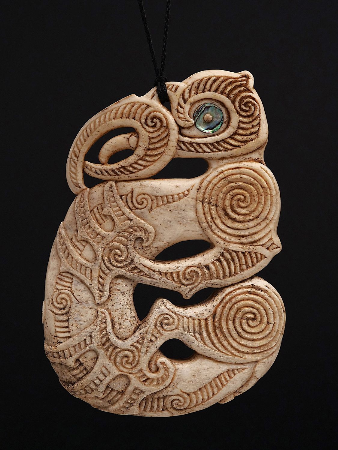 Moko Pounamu Manaia Genuine Whale Bone Carving - Raumati