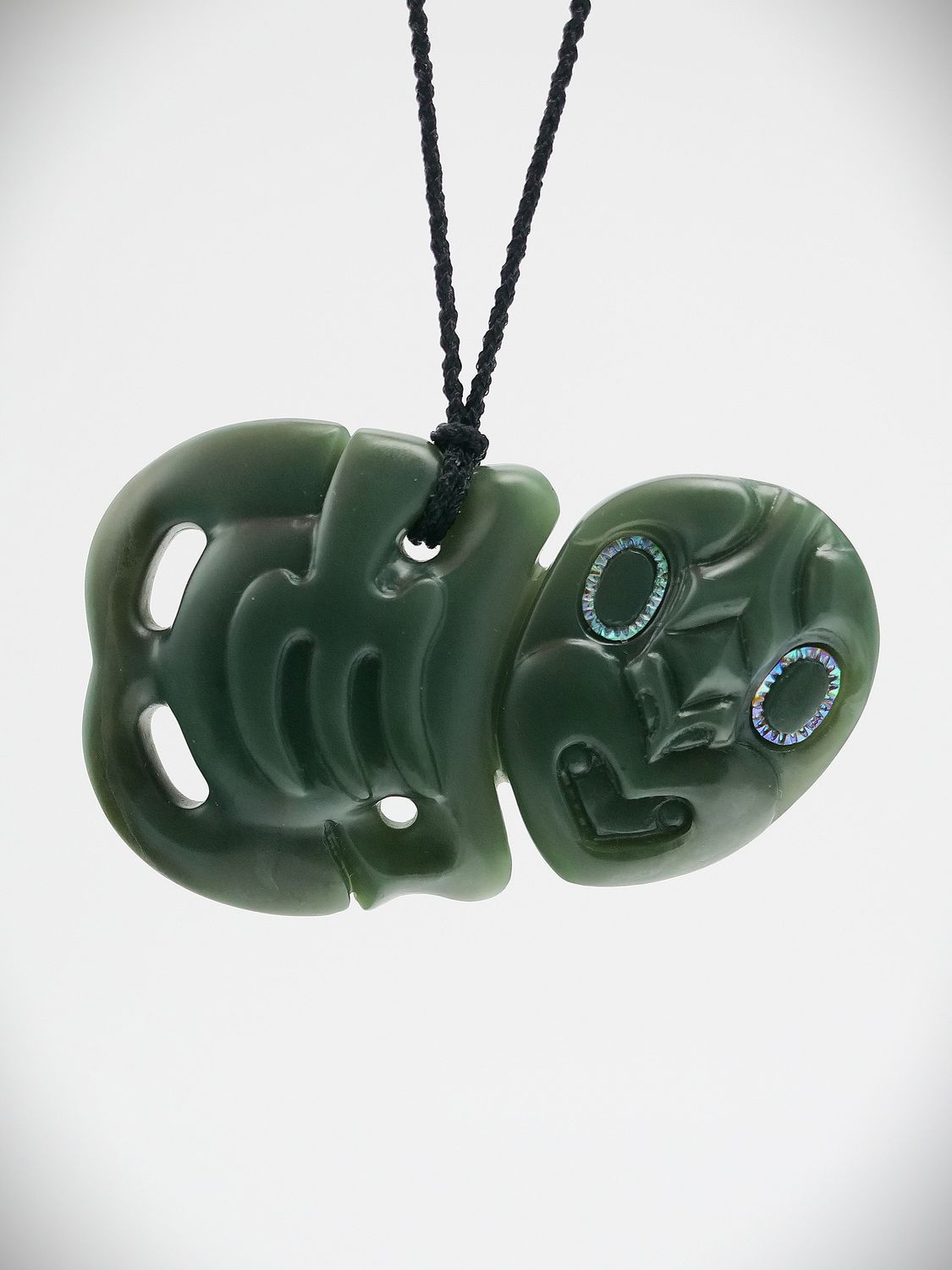 Moko Pounamu Hei Tiki Genuine NZ Inanga Greenstone  - Ngatea