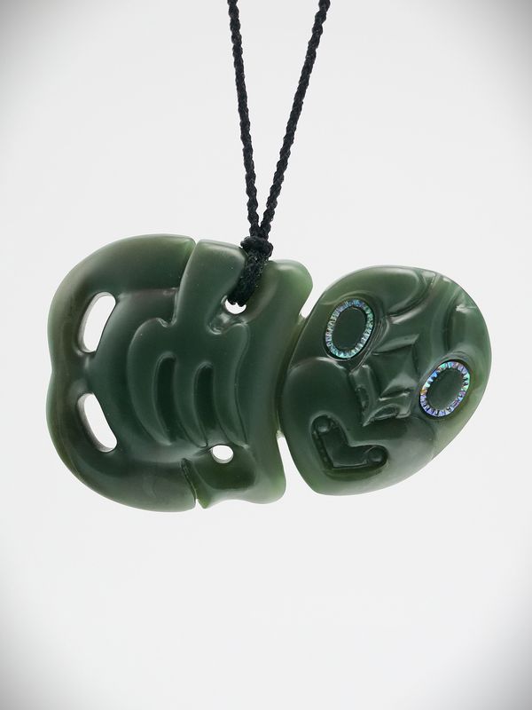 Moko Pounamu Hei Tiki Genuine NZ Inanga Greenstone  - Ngatea