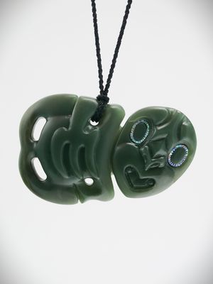 Moko Pounamu Hei Tiki Genuine NZ Inanga Greenstone  - Ngatea