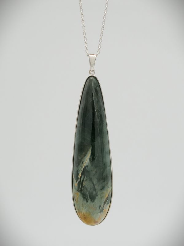 Moko Pounamu Kawakawa Flower Greenstone and Sterling Silver Pendant