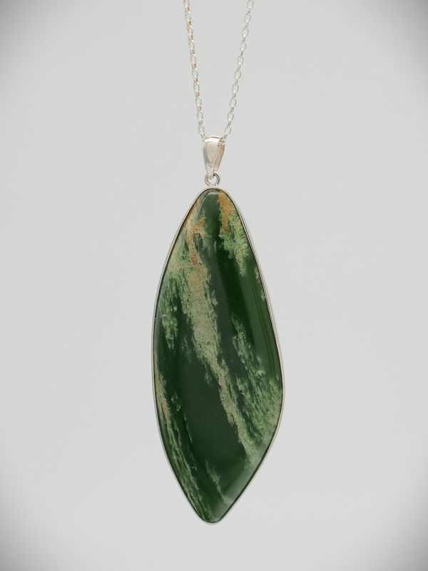 Moko Pounamu Kahurangi Flower Greenstone & Sterling Silver Pendant