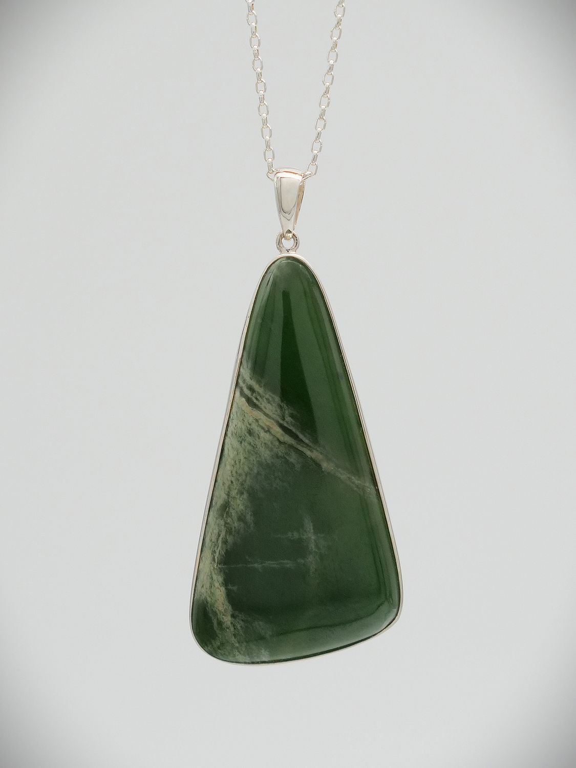 Moko Pounamu Kahurangi Flower Greenstone & Sterling Silver Pendant 13482