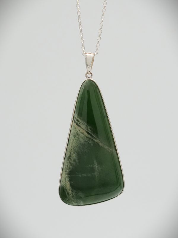 Moko Pounamu Kahurangi Flower Greenstone & Sterling Silver Pendant