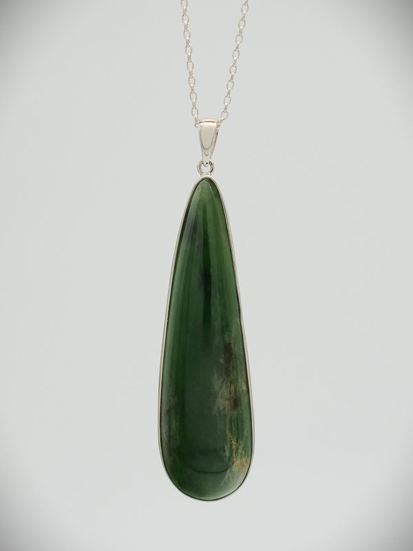 Moko Pounamu Kahurangi Flower Greenstone & Sterling Silver Pendant