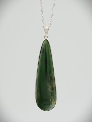 Moko Pounamu Kahurangi Flower Greenstone & Sterling Silver Pendant 13483