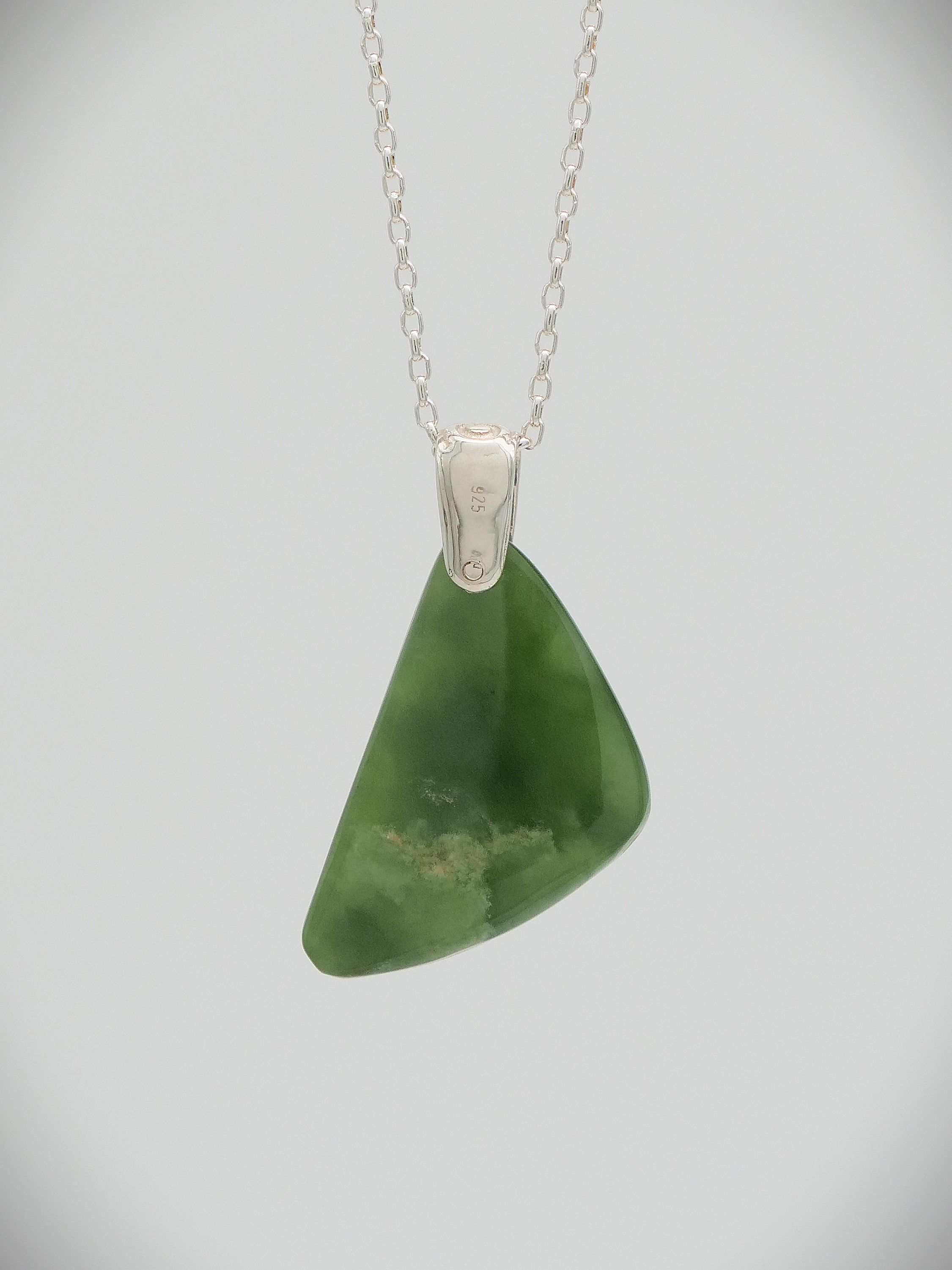 Moko Pounamu Kuru (Drop) NZ Genuine Kahurangi Flower Greenstone & Sterling Silver - Te Mahia
