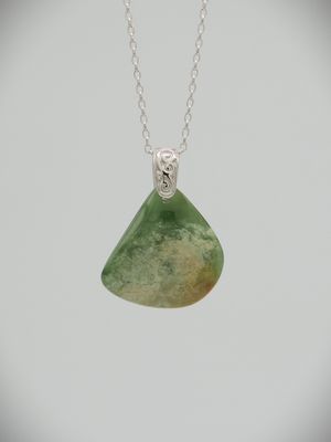 Moko Pounamu Kuru (Drop) NZ Genuine Kahurangi Flower Greenstone & Sterling Silver - Mahau