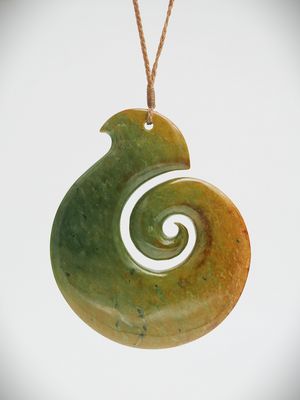 Moko Pounamu Koru NZ Genuine Raukaraka Greenstone - Titirangi