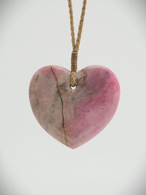 Moko Pounamu,   Heart NZ Genuine Rhodonite stone - Puramahoi