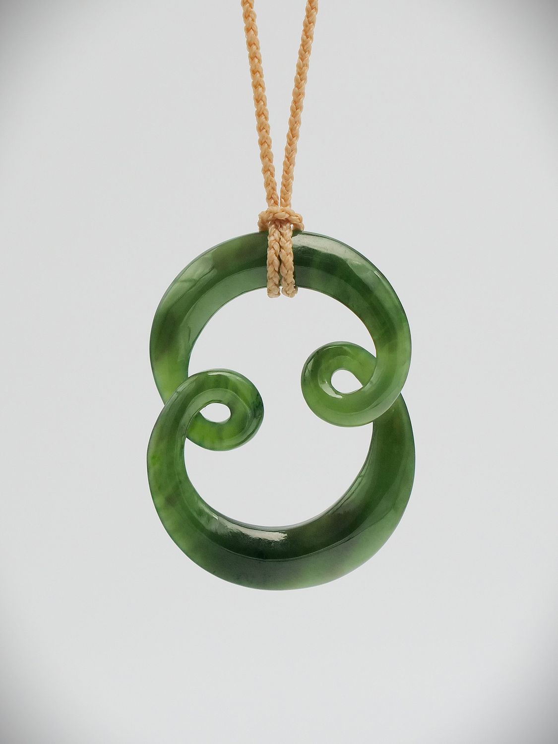 Moko Pounamu Contemporary Pikorua (Twist) NZ Genuine Kahurangi Greenstone - Kumutoto