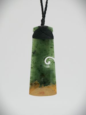 Moko Pounamu Toki with Koru NZ Genuine Kahurangi Flower Greenstone - Anakiwa