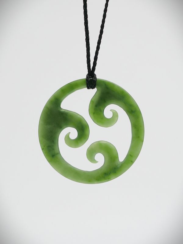 Moko Pounamu Porohita (Disc) Koru NZ Genuine Kawakawa Greenstone - Ngakuta