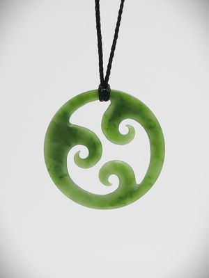 Moko Pounamu Porohita (Disc) Koru NZ Genuine Kawakawa Greenstone - Ngakuta