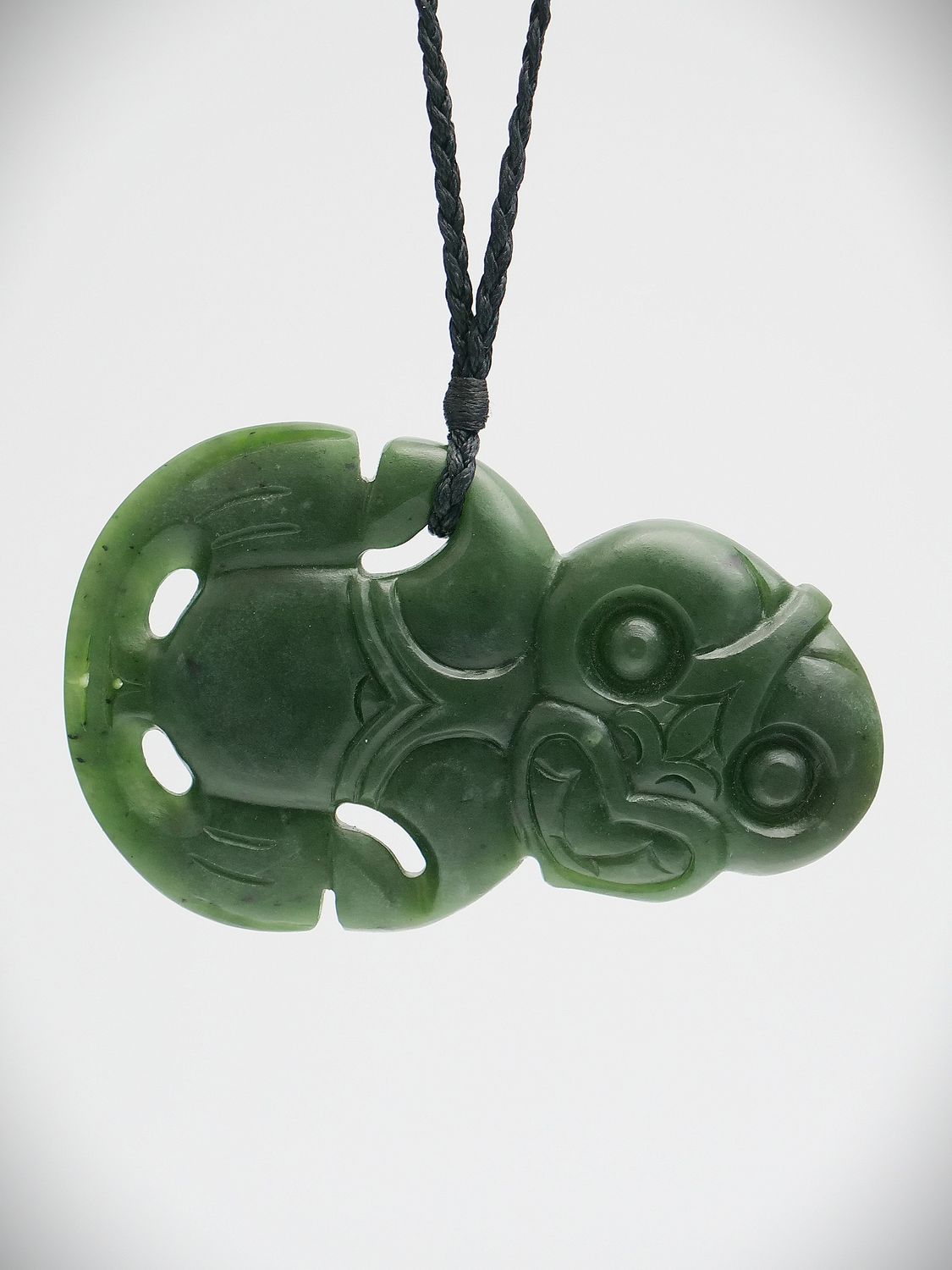 Moko Pounamu Hei Tiki NZ Genuine Kawakawa Greenstone - Whatamango