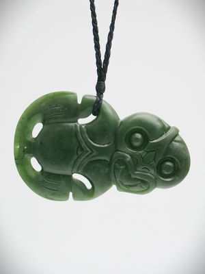 Moko Pounamu Hei Tiki NZ Genuine Kawakawa Greenstone - Whatamango