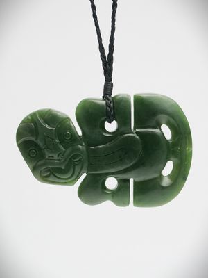 Moko Pounamu Hei Tiki NZ Genuine Kawakawa Greenstone - Wharetukura