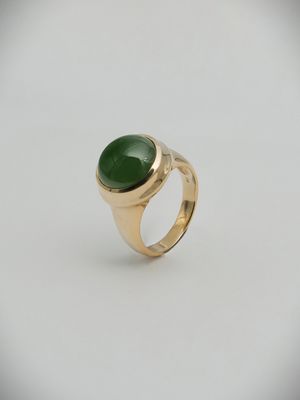 Moko Pounamu Gilt Jewellery Kahurangi Pounamu & 9ct Gold Ring 13557