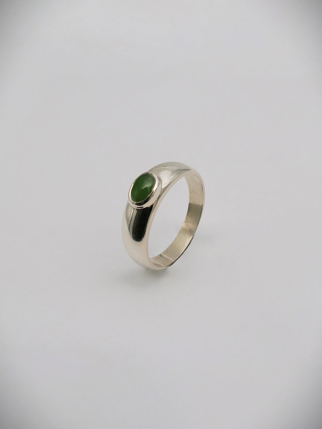 Moko Pounamu Gilt Jewellery Kahurangi Pounamu & Sterling Silver Ring 13569